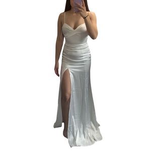 Chic White Satin Dress